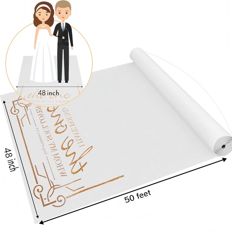 Healon Thickened Aisle Runner for Wedding CeremonyFeet White Aisle Runner Walkway for Indoor Outdoor Wedding Church Decorations ，Halloween Parties can Also use a Carpet，50g(Gold, 4x50Feet) - Image 2
